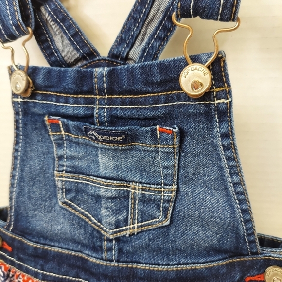Jordache Toddler Girls Denim Overalls Jumper Size 3T / NP3 Red White Blue Skirt - Picture 2 of 13